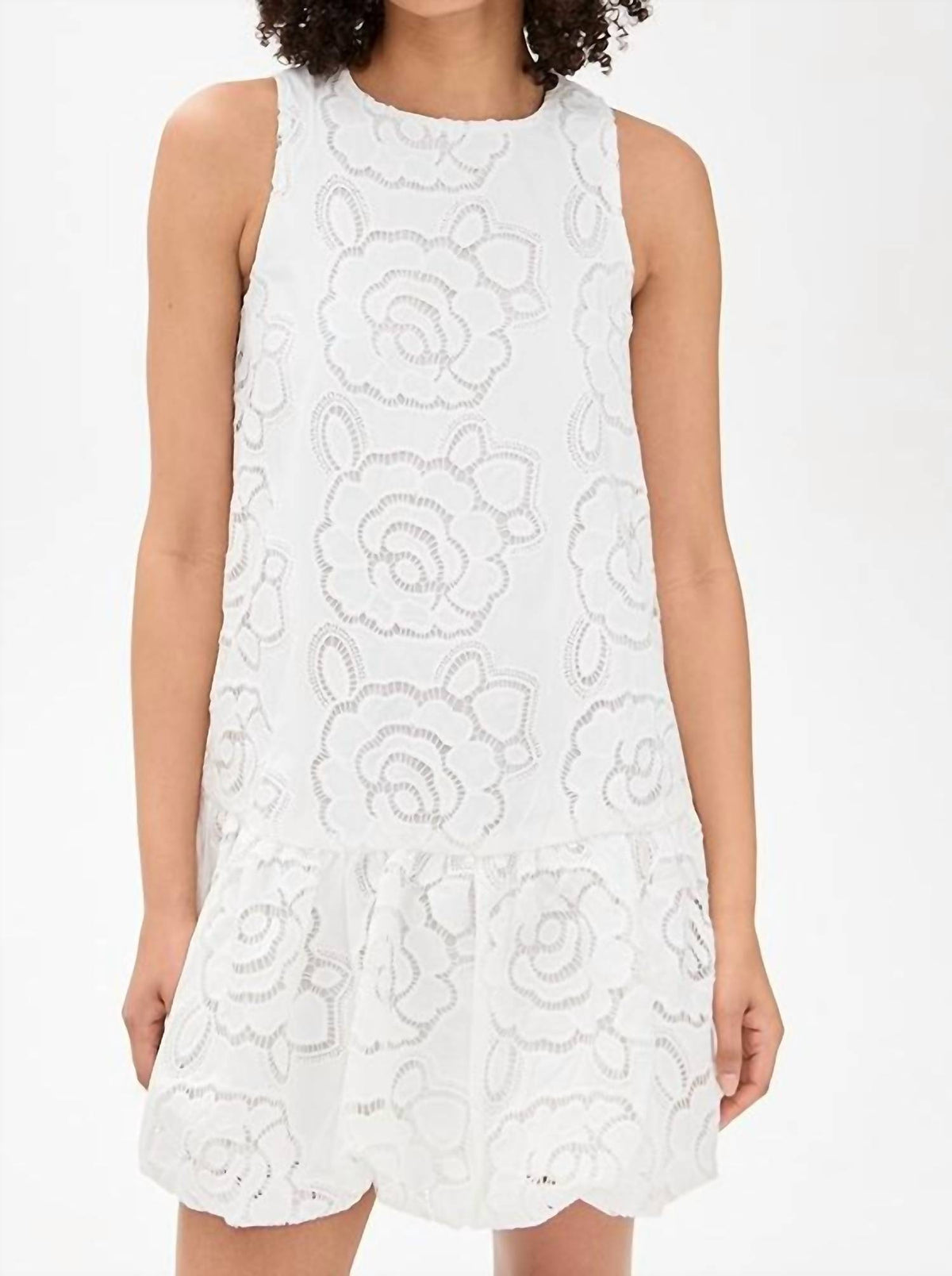 En Saison - Embroidered Bubble Hem Mini Dress