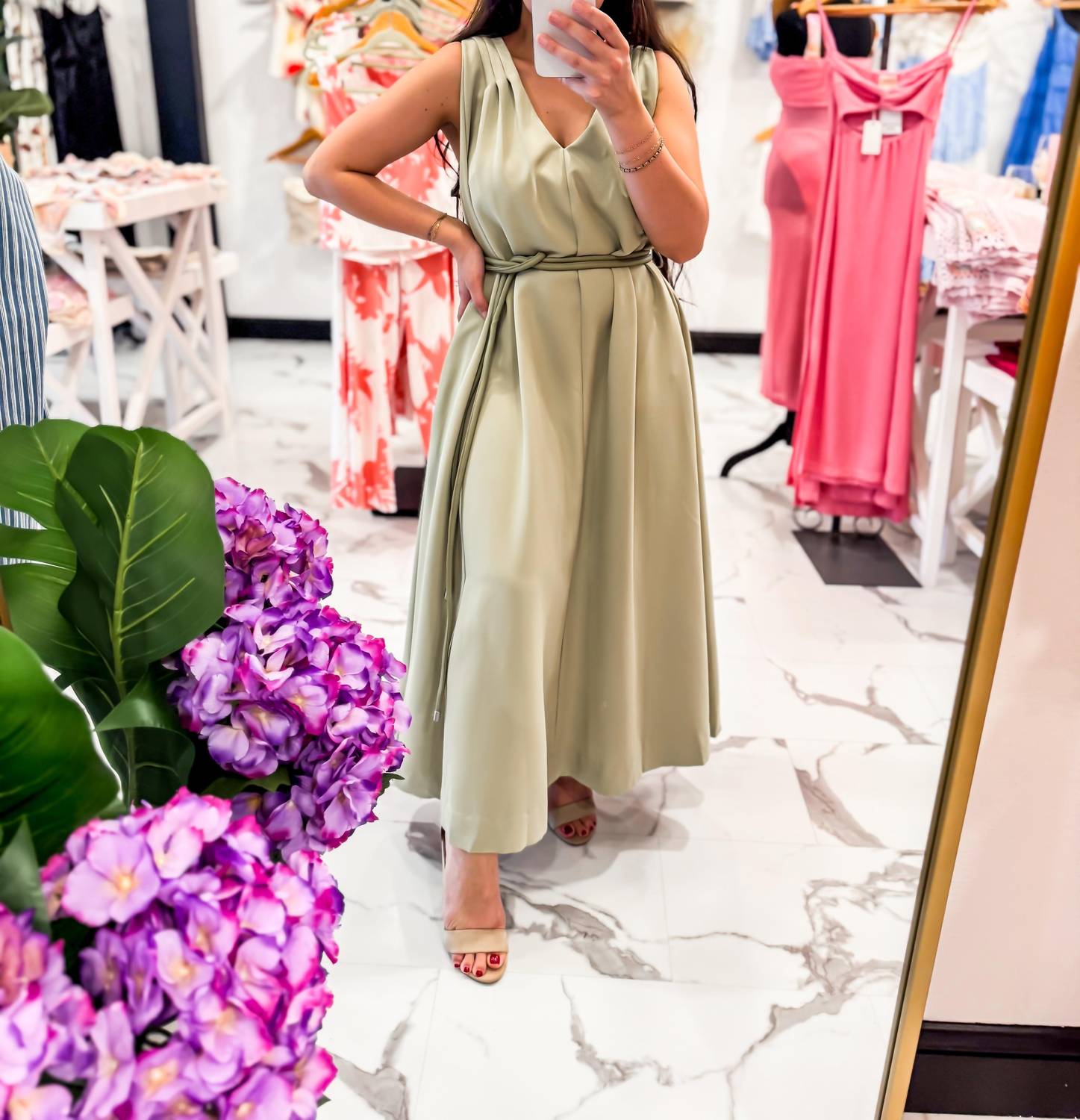 En Saison - High Garden A Line Belted Dress - clothing - dresses - green