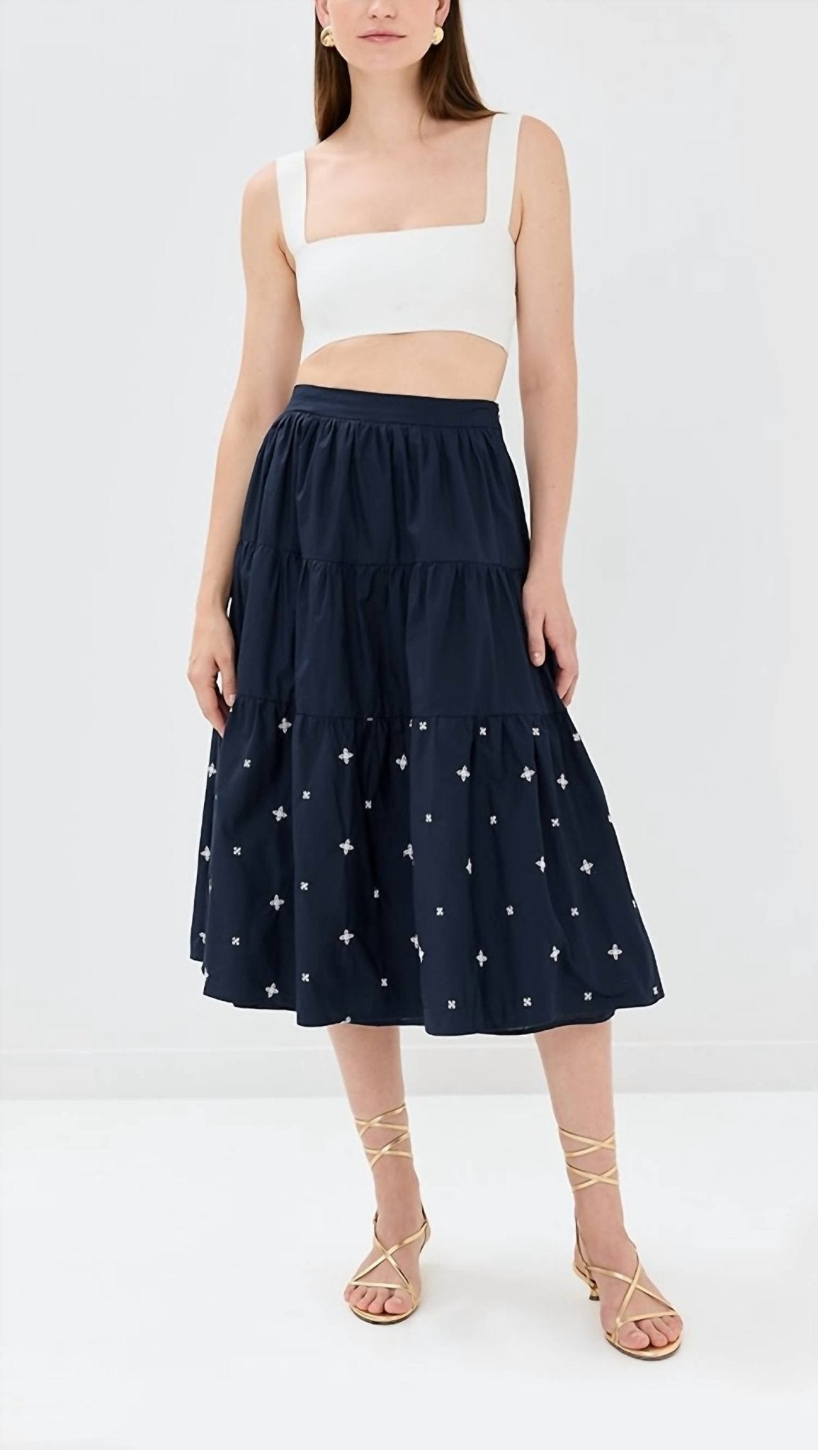 En Saison - Irene Midi Skirt - blue - clothing - cotton
