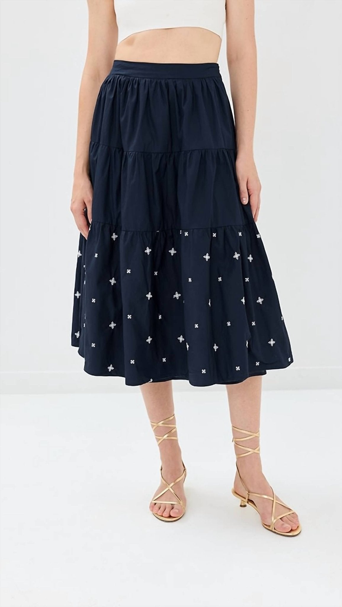 En Saison - Irene Midi Skirt - blue - clothing - cotton