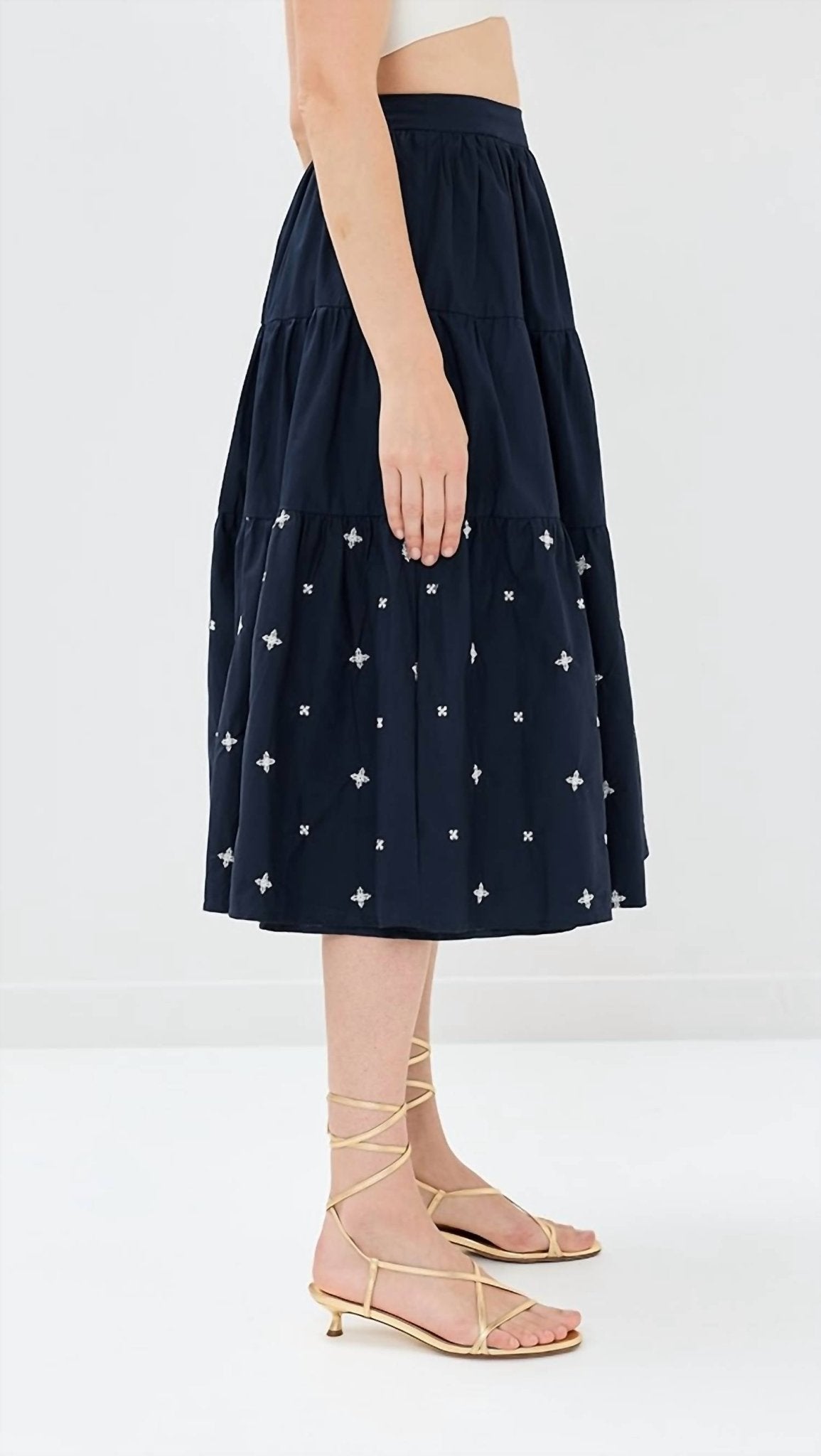En Saison - Irene Midi Skirt - blue - clothing - cotton