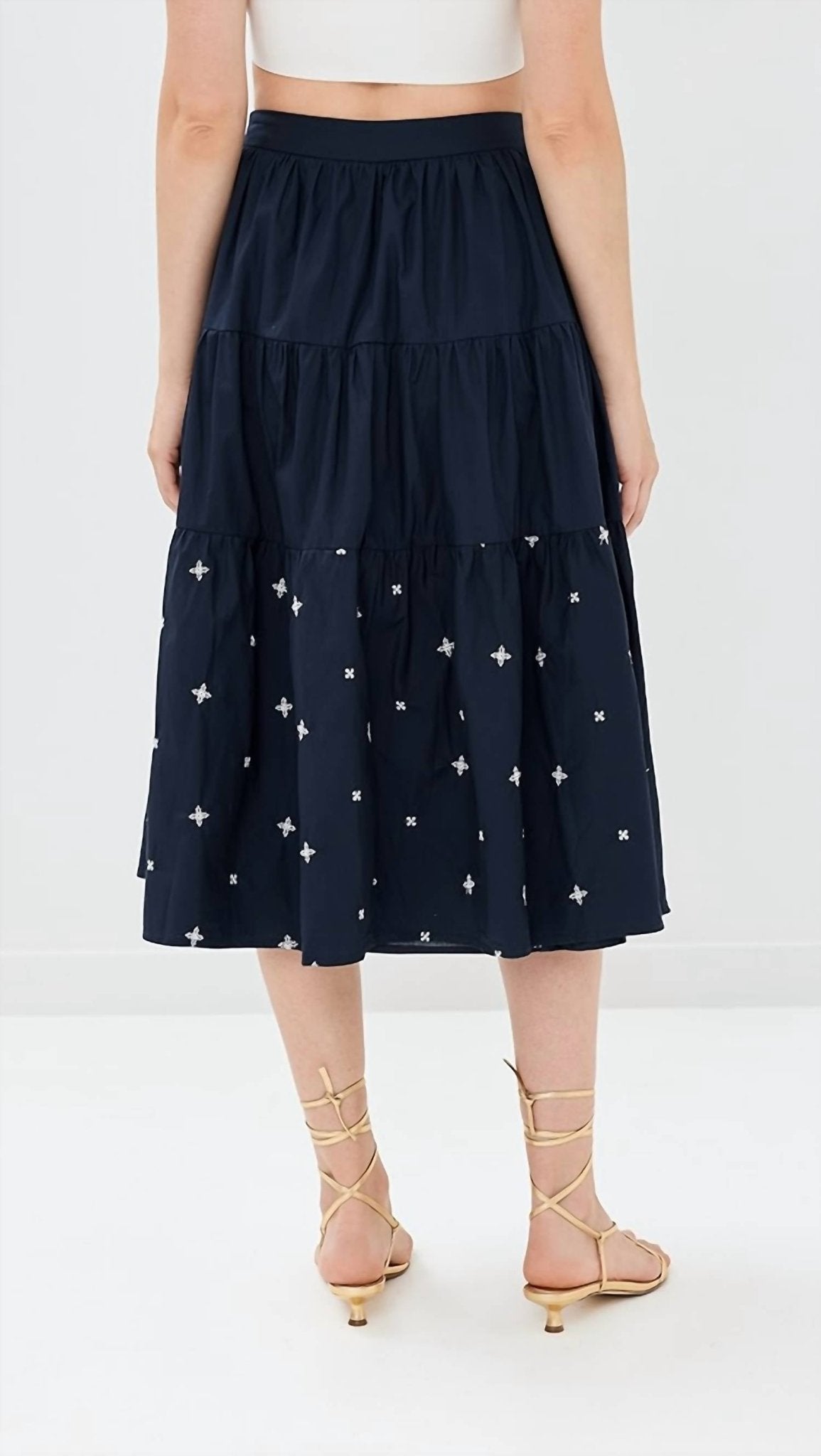 En Saison - Irene Midi Skirt - blue - clothing - cotton