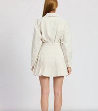 En Saison - Kindra Long Sleeve Mini Shirtdress - beige - clothing - dresses