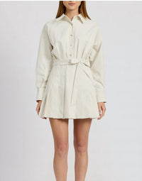 En Saison - Kindra Long Sleeve Mini Shirtdress - beige - clothing - dresses
