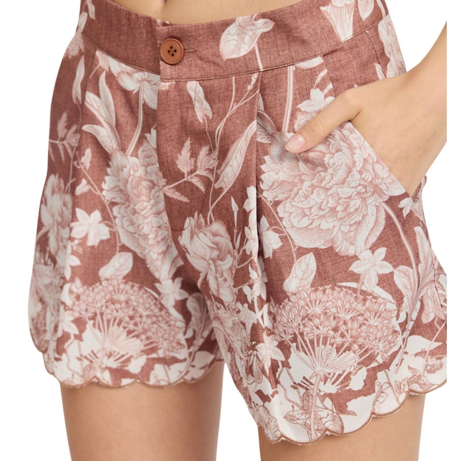 En Saison - Monet Shorts - brown - clothing - floral