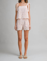 Endless Blu. - Eyelet Embroidered Shorts Set