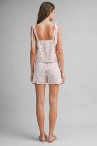 Endless Blu. - Eyelet Embroidered Shorts Set
