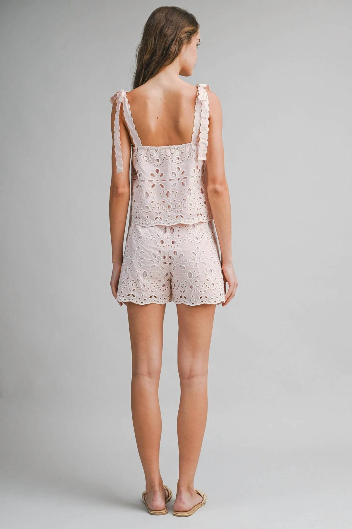 Endless Blu. - Eyelet Embroidered Shorts Set