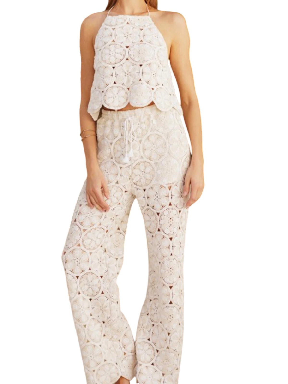 Endless Blu. - Floral Crochet Halter Top