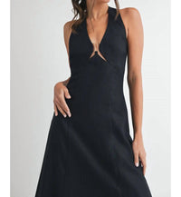 Endless Blu. - Linen Maxi Dress - black - clothing - dresses