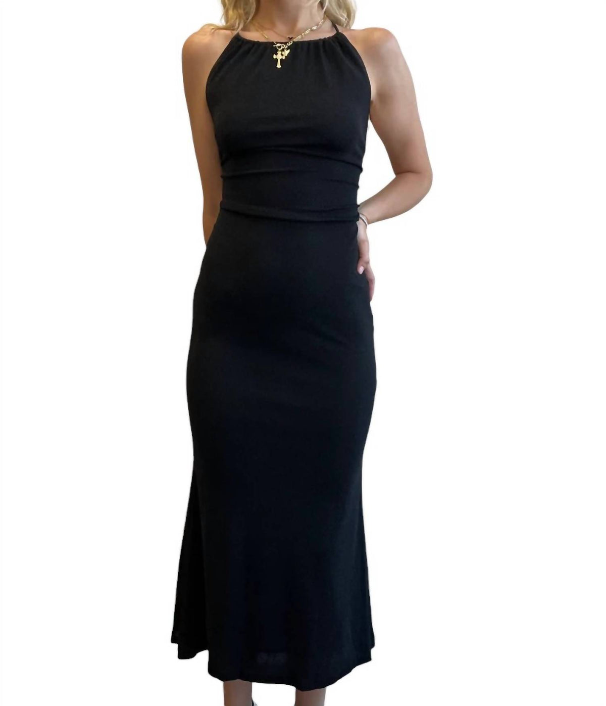 Endless Blu. - LONG DRESS WITH OPEN BACK