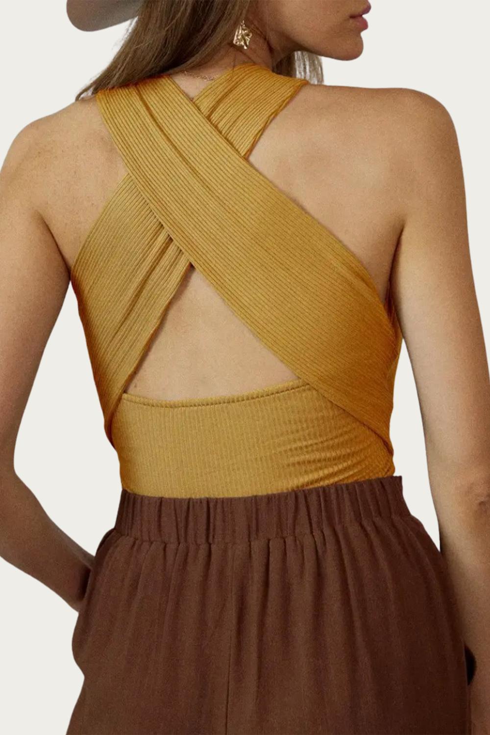 RIBBED CUTOUT BODYSUIT