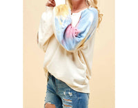 Endless Blu. - Tie Dye Sleeve Fleece Top