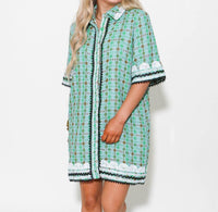 English Factory - Boucle Shirt Dress - clothing - dresses - green