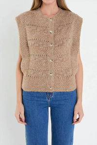 English Factory - Button Front Knit Vest