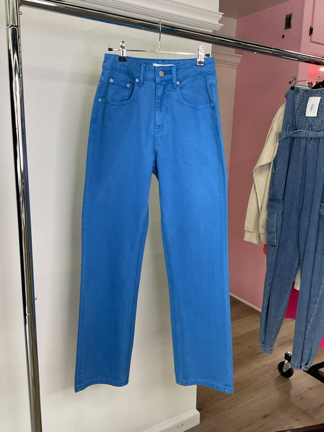 English Factory - Full Length Wide Leg Jeans - blue - clothing - cotton