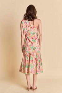 English Factory - One - shoulder Flounce Midi Dress - clothing - cotton - dresses