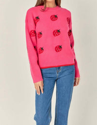 English Factory - Strawberry Crewneck Sweater - acrylic - clothing - crew