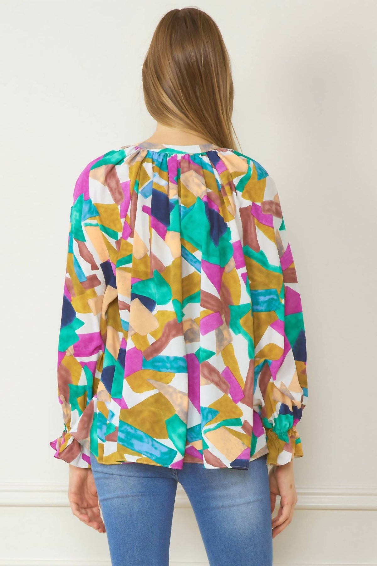 Entro - Abstract Button Down Blouse