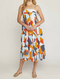 Entro - Abstract Print Midi Dress