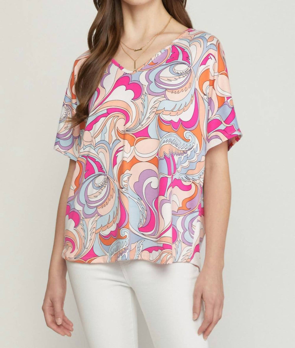 Entro - Abstract V-neck Top