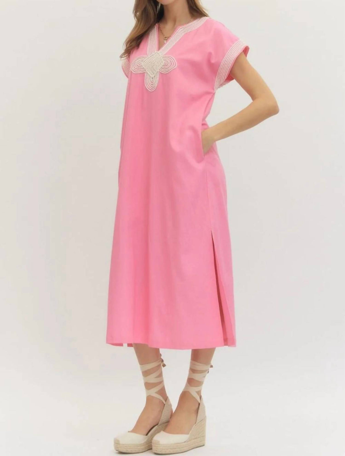 Entro - Applique Trim Midi Dress