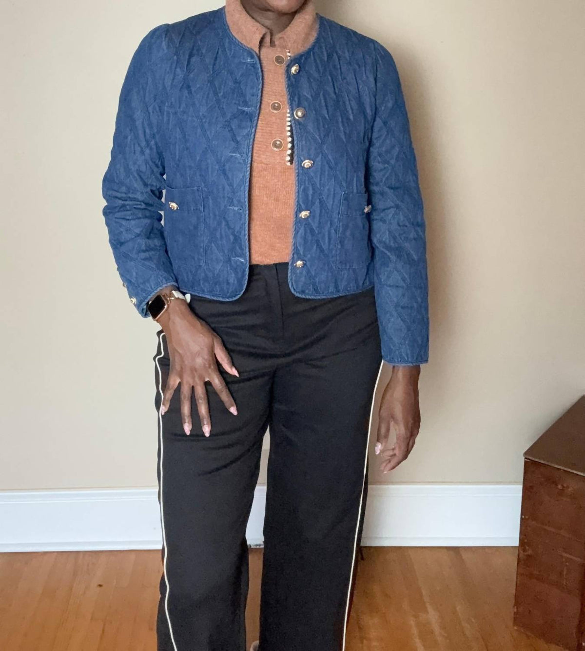 Entro - Austin Quilted Denim Collarless Jacket