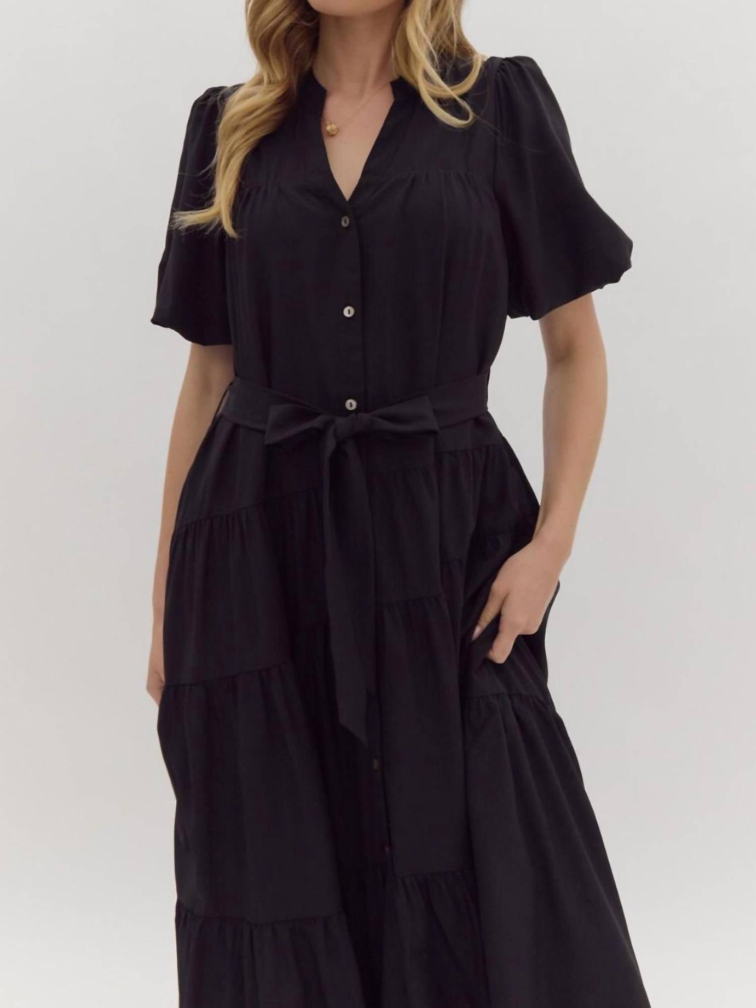 Entro - Better Because Of You Button Down Maxi Dress - black - clothing - dresses