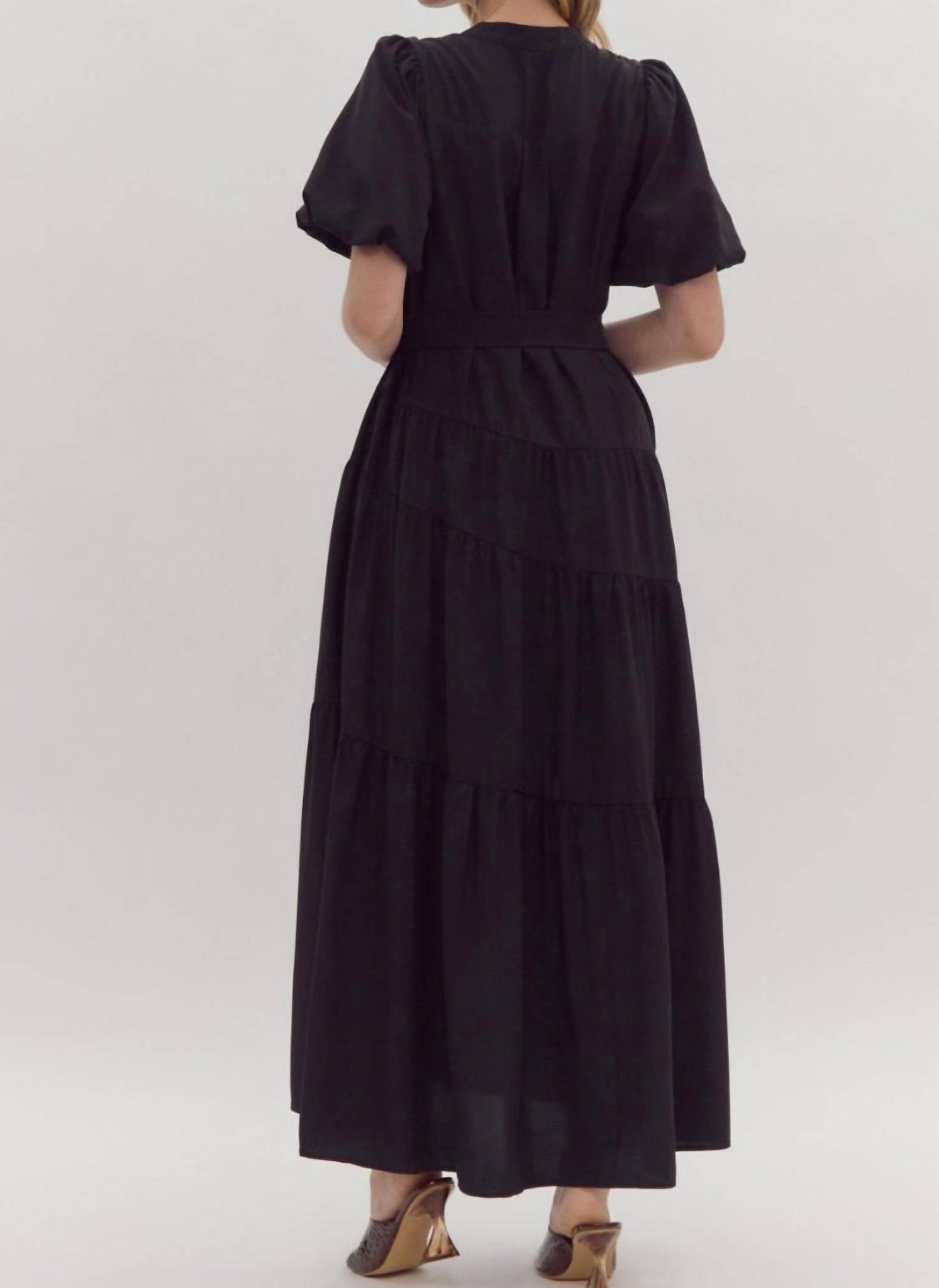 Entro - Better Because Of You Button Down Maxi Dress - black - clothing - dresses
