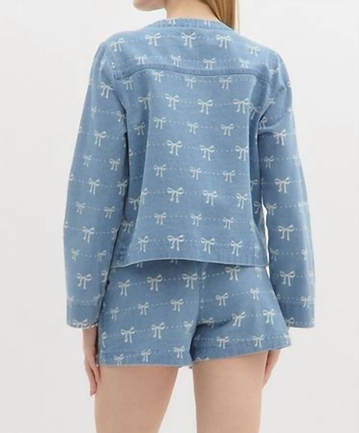 Entro - Bow Pattern Denim Jacket