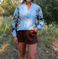 Entro - Brass Button Floral Top