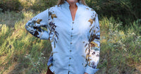 Entro - Brass Button Floral Top
