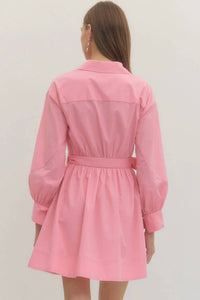 Entro - Button Down Puff Sleeve Dress