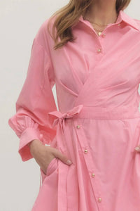 Entro - Button Down Puff Sleeve Dress