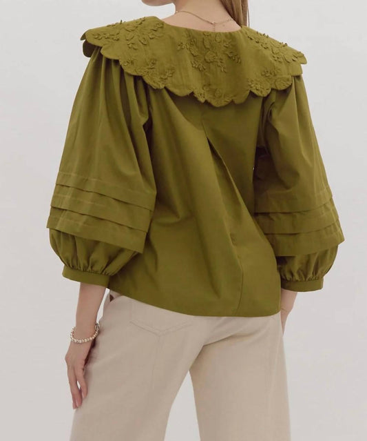 Entro - Catarina Collared Blouse - blouses - clothing - green