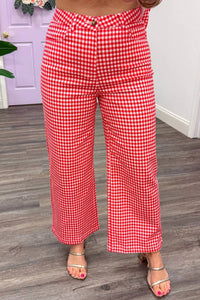 Entro - Check Gingham Wide Leg Pants