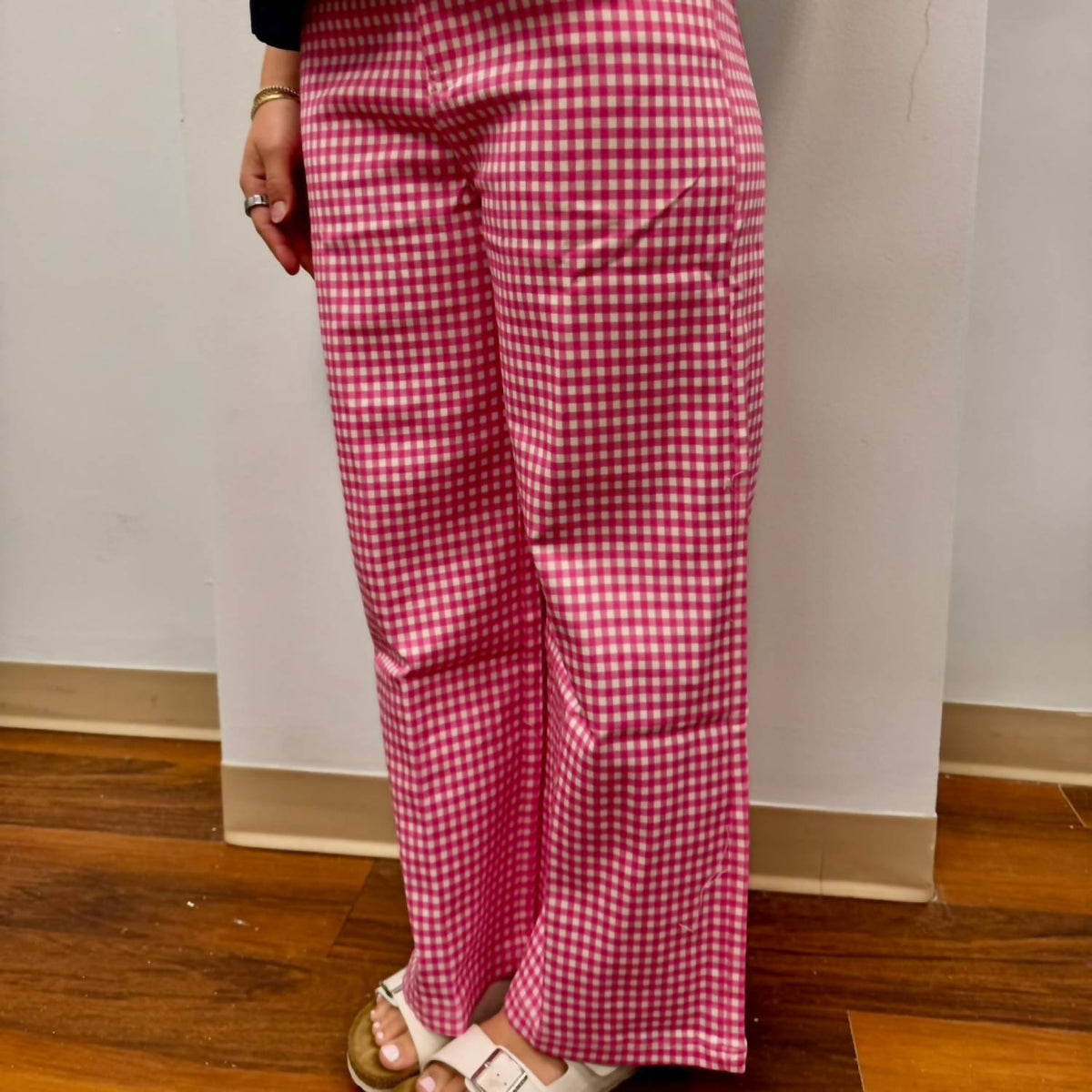 Entro - Check Gingham Wide Leg Pants