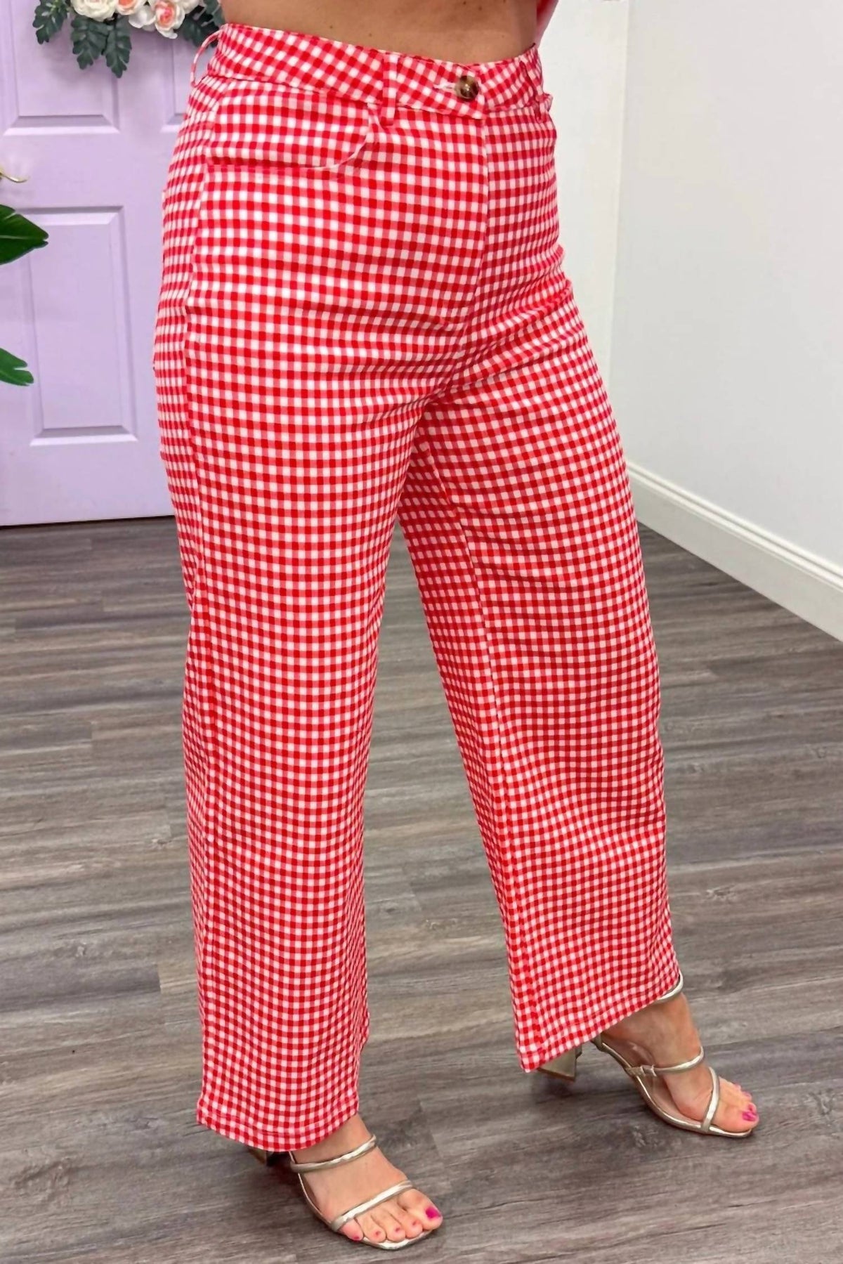 Entro - Check Gingham Wide Leg Pants