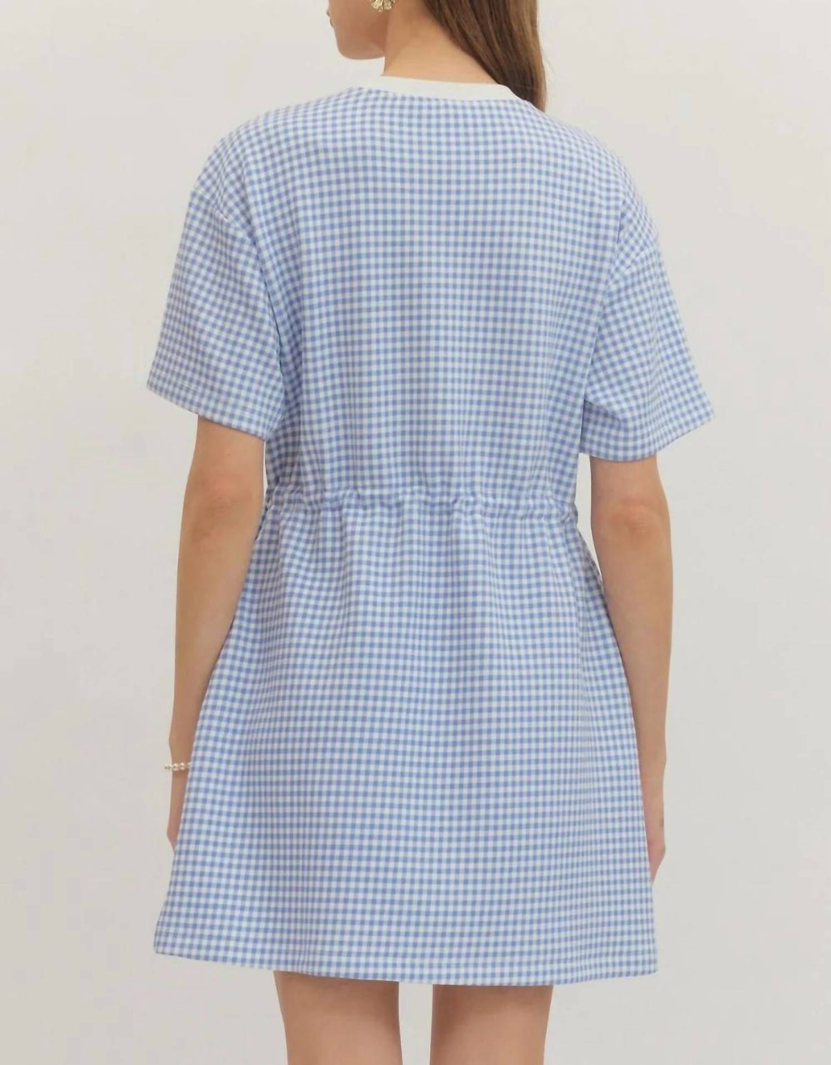 Entro - Checked Drawstring Mini Dress