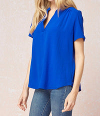 Entro - Classic & Chic Top, - blouses - blue - clothing