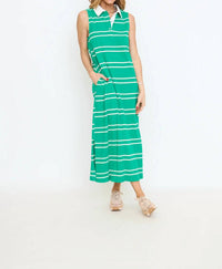 Entro - Collared Striped Midi Dress