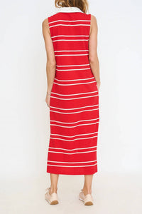 Entro - Collared Striped Midi Dress