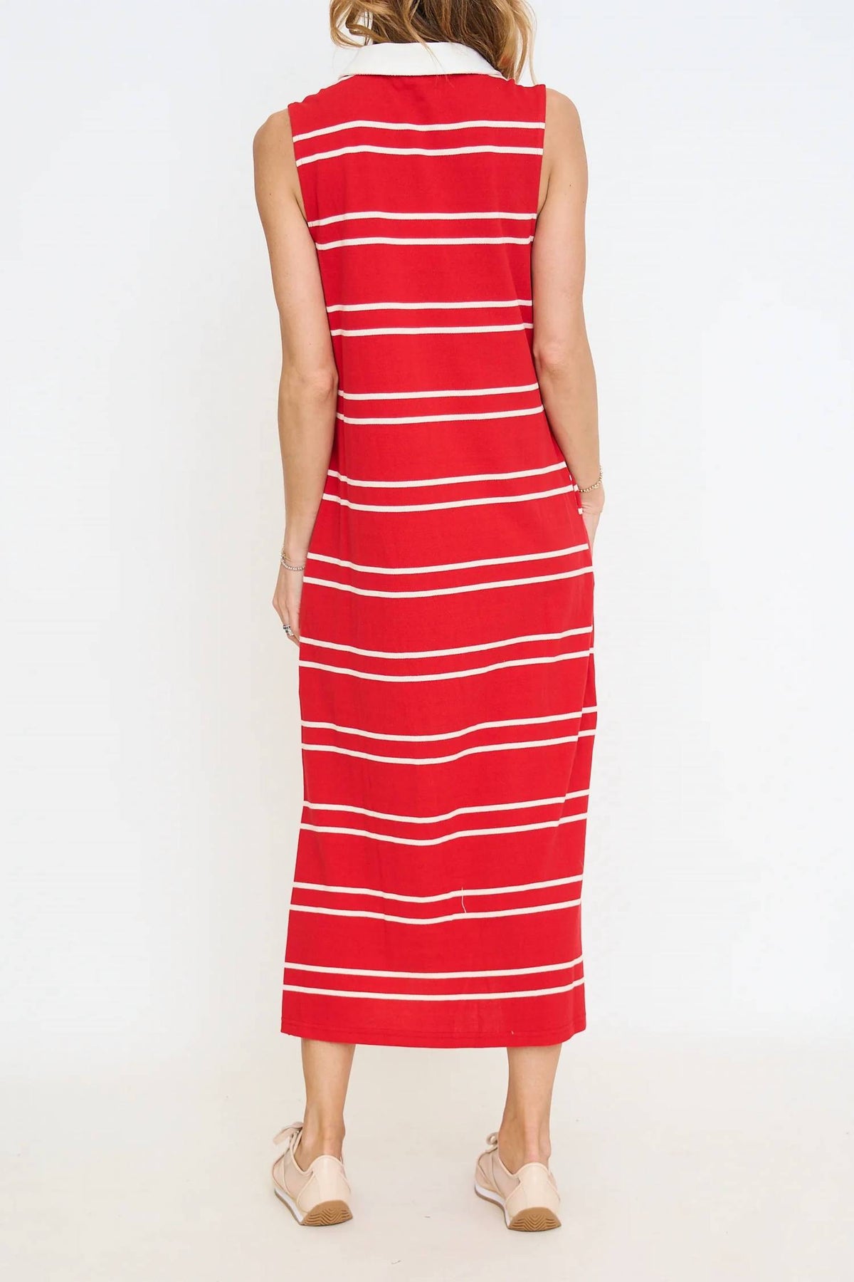 Entro - Collared Striped Midi Dress