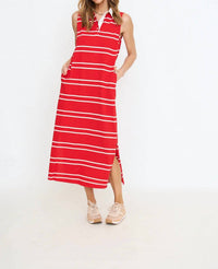 Entro - Collared Striped Midi Dress