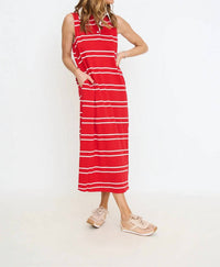 Entro - Collared Striped Midi Dress