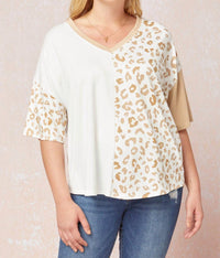 Entro - Color Block Leopard Top