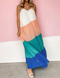Entro - Colorblock V-neck Dress
