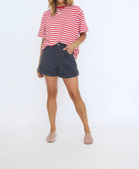 Entro - Cuffed Colored Denim Shorts