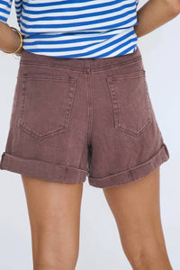 Entro - Cuffed Colored Denim Shorts
