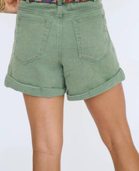 Entro - Cuffed Colored Denim Shorts